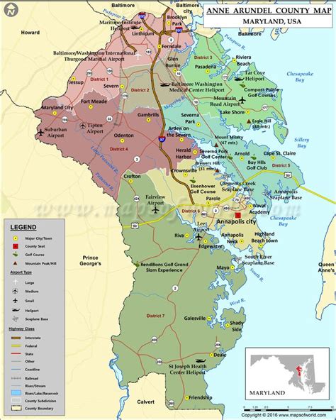 Anne Arundel County Map, Maryland | County map, County, County seat