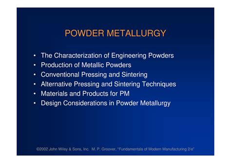 Powder Metallurgy - POWDER METALLURGY The Characterization of ...