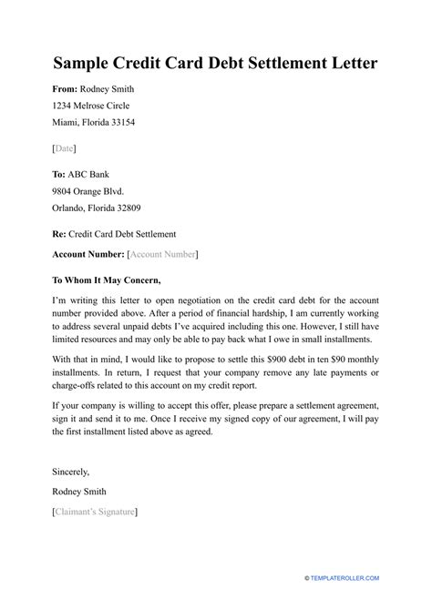Credit Card Settlement Letter Template Samples Letter Template Collection - Vrogue