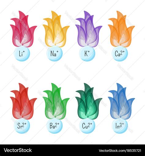 Metal ions flame test colors educational Vector Image