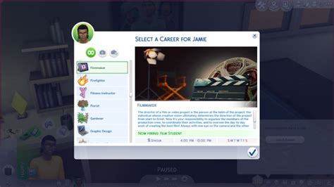 Filmmaker Career by kittyblue at Mod The Sims » Sims 4 Updates