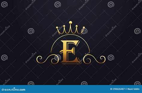 Initial Letter E Logo Design with King Crown Icon. Luxury Letter ...