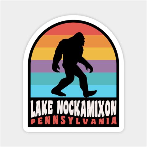 Lake Nockamixon Pennsylvania Bigfoot Sasquatch Retro Sunset - Lake Nockamixon - Magnet | TeePublic