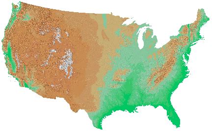 Color Shaded Relief Map of the Conterminous United States