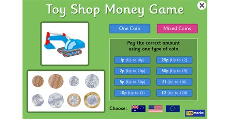 Toy Shop Money Game (GBP) - Topmarks