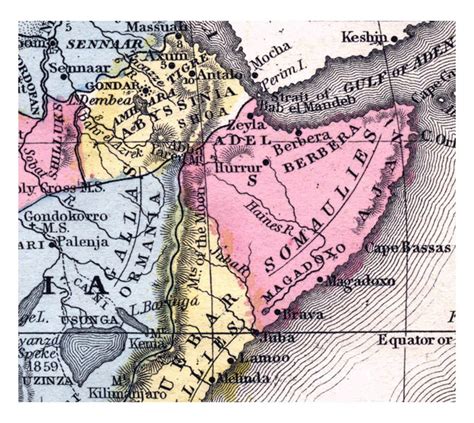 Old political map of Horn of Africa - 1867 | Horn of Africa | Africa | Mapsland | Maps of the World