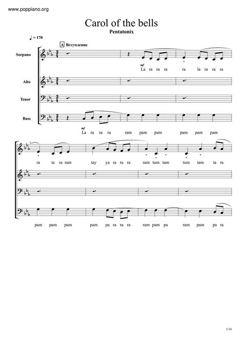 Pentatonix-Carol Of The Bells Sheet Music pdf, - Free Score Download ★