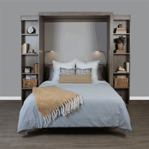 IN STOCK Wall Bed - Boaz BiFold Bookcase Bed - White, Queen | Buy ...