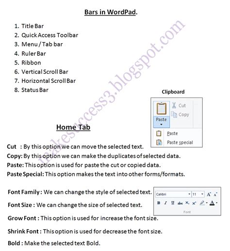 Computer Software WordPad Complete Notes