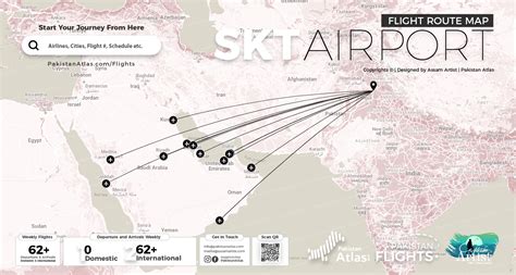 Sialkot Airport Flight Route Map by Assam Artist | Pakistan Atlas