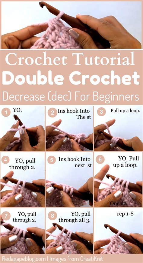 How to Double Crochet Decrease (DC2TOG) For Beginenrs - Red Agape Blog