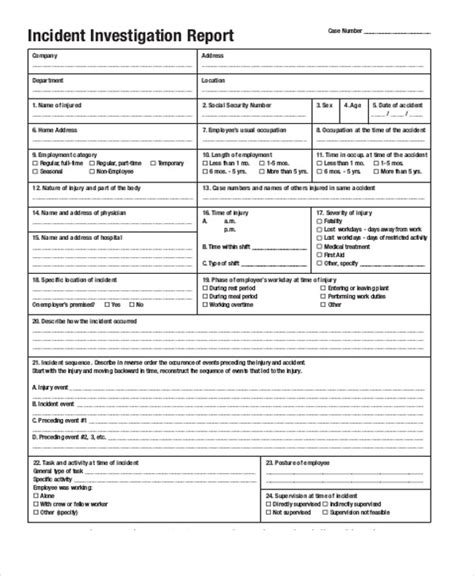 Incident Investigation Report Template