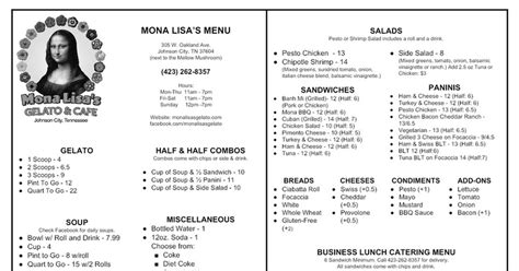 Mona Lisa's Menu - Google Docs