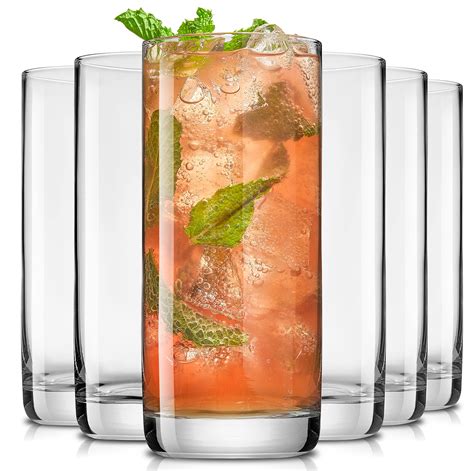 Buy JoyJolt Faye 13oz Highball Glasses, 6pc Tall Glass Sets. Lead-Free ...