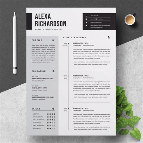 Two Pages Modern and Professional CV / Resume Template with | Etsy ...