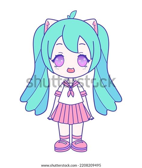 Illustration Isolated Cute Chibi Otaku Harajuku Stock Vector (Royalty Free) 2208209495 ...