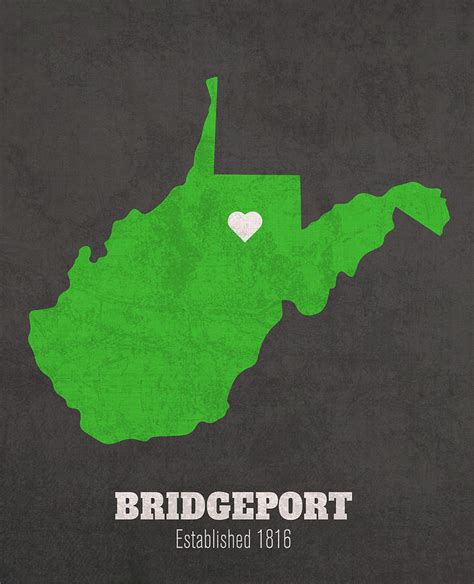 Bridgeport West Virginia City Map Founded 1816 Marshall University Color Palette Mixed Media by ...