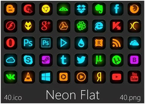 Neon Flat Icons Pack | Windows10 Themes I Cleodesktop