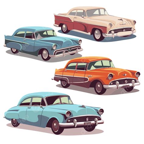 Carros Clássicos Vetor PNG , Adesivo Clipart Coleção De Carros Clássicos Retrô Dos Desenhos ...