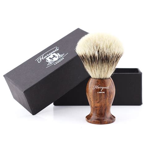 Shaving Brush Soap Lather With Wooden Handle & Silver Tip Badger Hair HARYALI | eBay