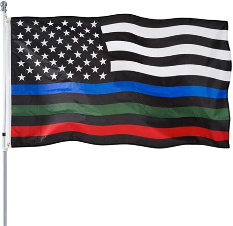 Thin Blue Green and Red Line American Flag 3x5 Ft Heavy Duty Polyester ...