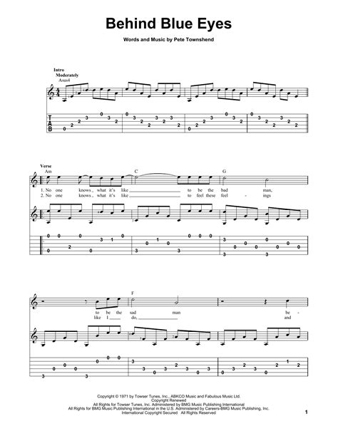 Behind Blue Eyes Sheet Music | The Who | Guitar Tab