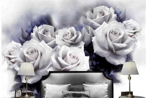 3D White Rose Wallpaper Dutch Big Flowers Floral Wall Murals - Etsy