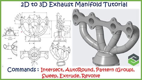 Exhaust Manifold in Creo | Solidworks tutorial, Autocad tutorial, 3d modeling tutorial