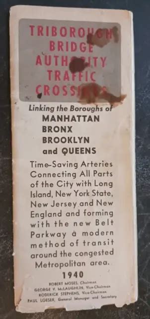 1960'S TRIBOROUGH BRIDGE Authority Traffic Crossings Map Manhattan NYC ...