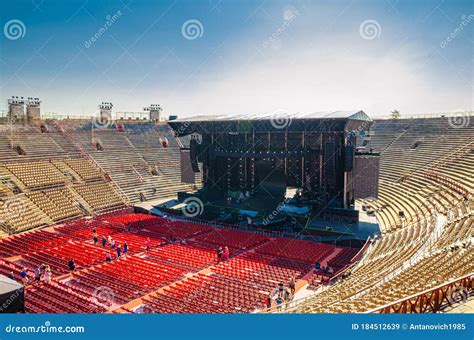 The Verona Arena Interior Inside View with Stone Stands and Stage. Roman Amphitheatre Editorial ...