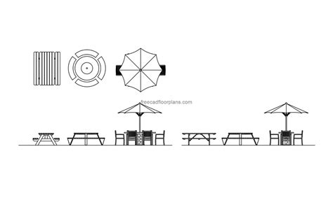Picnic Tables - Free CAD Drawings