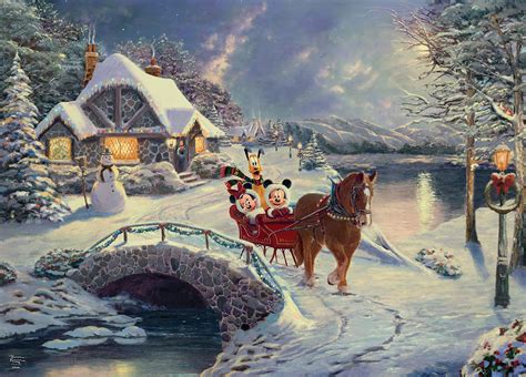 Buy Ceaco - Thomas Kinkade DisneyHoliday 1000 Piece Jigsaw Puzzle, Mickey & Minnie Sleigh Ride ...