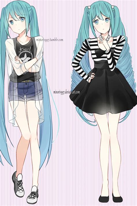 Hatsune Miku (different fashion styles) by Minori1997 on DeviantArt