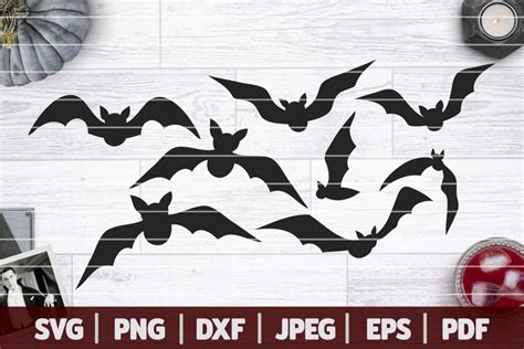 Halloween Bats Silhouettes, Halloween Silhouette Clip Arts