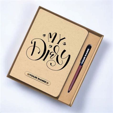 Personalized Combo- Diary Notebook with Pen with name tag engrave ...