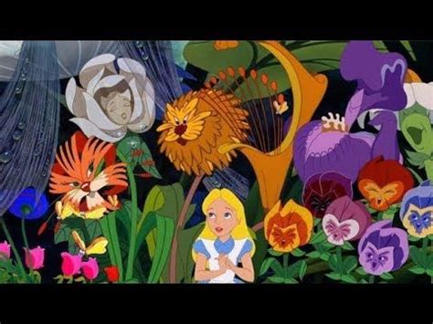 an animated scene with flowers, plants and a girl in the foreground holding her hands together