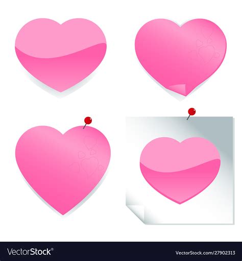 Heart shaped stickers and post it notes Royalty Free Vector