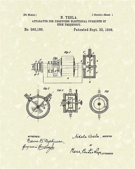 Tesla Radio Transmitter 1896 Patent Art Drawing by Prior Art Design ...