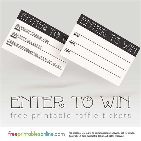 Enter to Win Printable Raffle Tickets - Free Printables Online