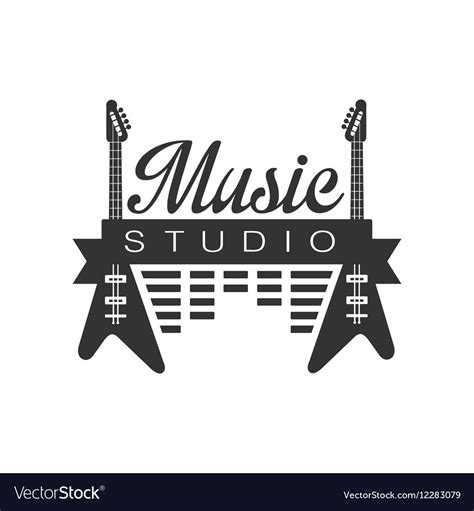 Music record studio black and white logo template Vector Image