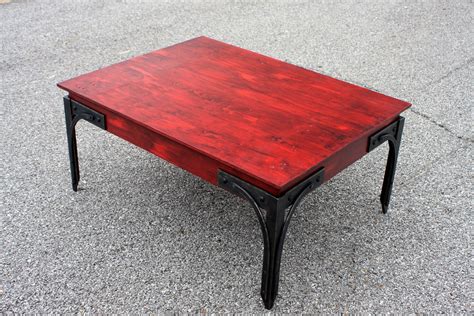 Red Coffee Table. Industrial Coffee Table. Wood & Metal Coffee | Etsy