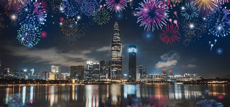 Fireworks City Night Sky Fireworks Background, Fireworks, City, Building Background Image And ...