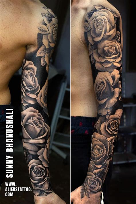Rose Arm Tattoo Male