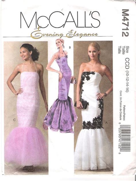 Strapless Mermaid Dress Sewing Pattern Mccall's 4712 Sizes | Etsy | Formal dress patterns, Gown ...