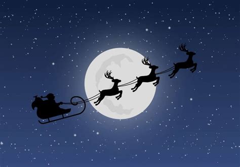 Santa's sleigh with reindeers on background of night sky with stars and moon | insurethebox