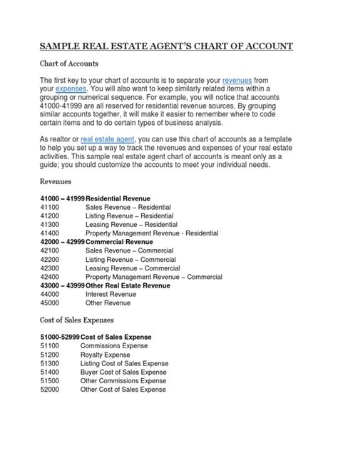 Sample Real Estate Agent Chart of Account | PDF | Property Management ...