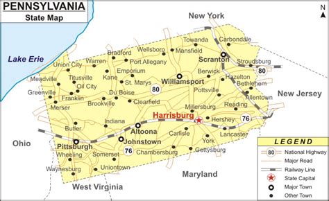 Pennsylvania Map, Map of Pennsylvania State (USA) - Highways, Cities ...