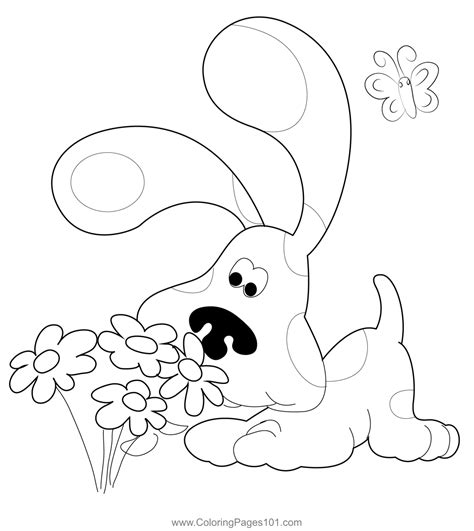 Baby Blues Clues Smelling Flower Coloring Page for Kids - Free Blue's ...