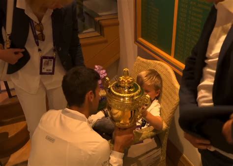 LOVELY. Djokovic hugs his son Stefan after winning Wimbledon - Tennis ...