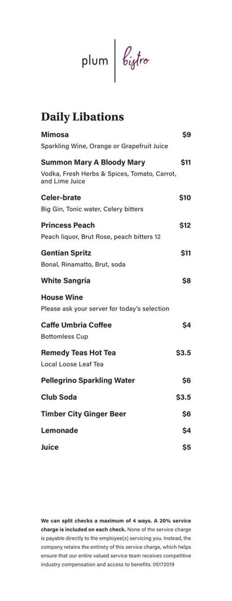 Pantry By Plum Bistro menu in Seattle, Washington, USA